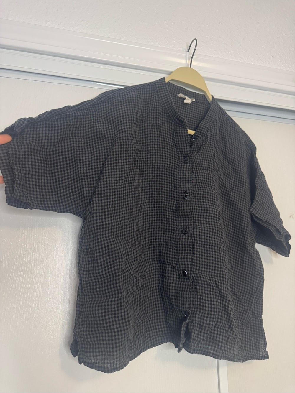 Eileen Fisher Black & Charcoal Linen Top